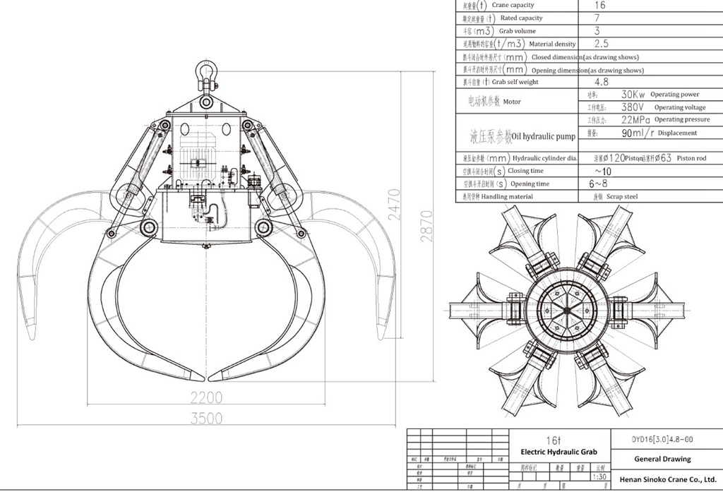 electro hydraulic grab drawing
