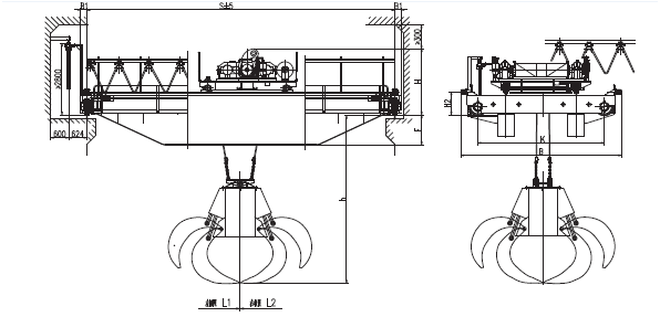 QZ Hydraulic Grab Bucket Overhead Crane